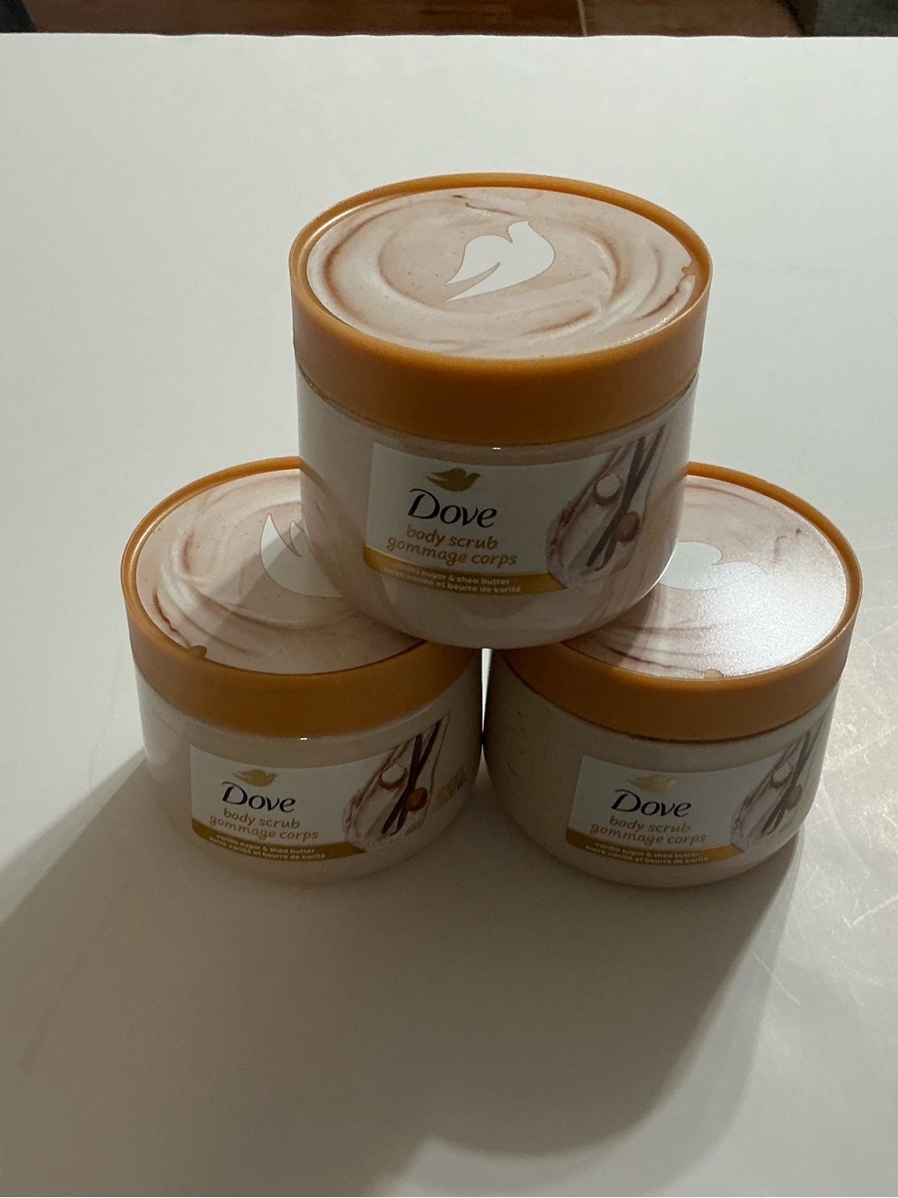 Dove Vanilla Sugar & Shea Butter Body Scrub 3 Jars